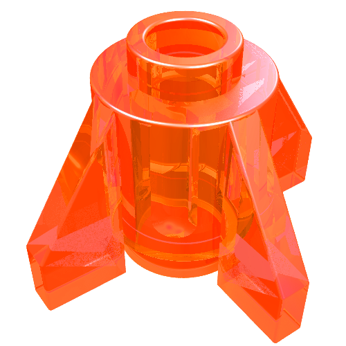 Lego Brick Round 1 x 1 with Fins, Open Stud / Trans-Neon Orange