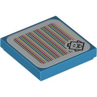 Lego Tile 2 x 2 with King Boo and Barcode Print (Sticker) / Dark Azure