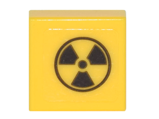 Lego Tile 1 x 1 with Black Radioactivity Warning Pattern (Sticker) - Set 75828