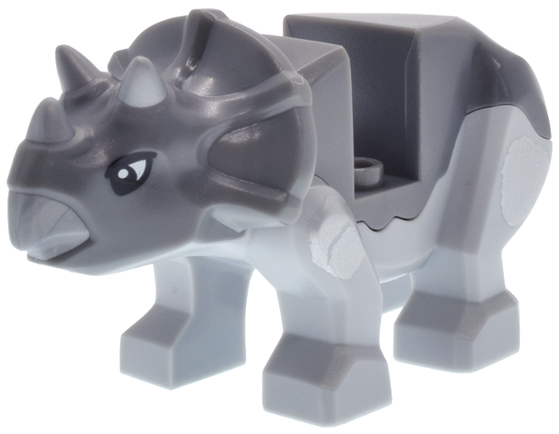 Lego Animal, Dinosaur, Triceratops Small with Light Bluish Grey Legs, Horns, Mouth, Black Eyes print / Light Bluish Gray