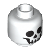 Lego Minifig Head Skeleton, Standard Skull Print / White
