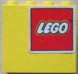 Lego Panel 1 x 4 x 3 - Solid Studs with LEGO Logo on White Background Pattern Model Left Side (Sticker) - Set 4030