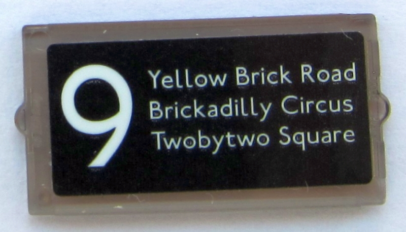 Lego Glass for Window 1 x 2 x 3 with '9', 'Yellow Brick Road', 'Brickadilly Circus' and 'Twobytwo Square' Pattern (Sticker) - Set 10258