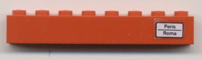 Lego Brick 1 x 8 with 'Paris - Roma' Pattern on Right Side (Sticker) - Set 7745