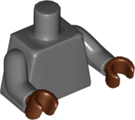 Lego Torso Plain / Dark Bluish Gray Arms / Reddish Brown Hands