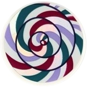 Lego Tile, Round 3 x 3 with Magenta, Dark Turquoise and Lavender Swirl and Spiral on Iridescent Mirrored Background Pattern (Sticker) - Set 41689