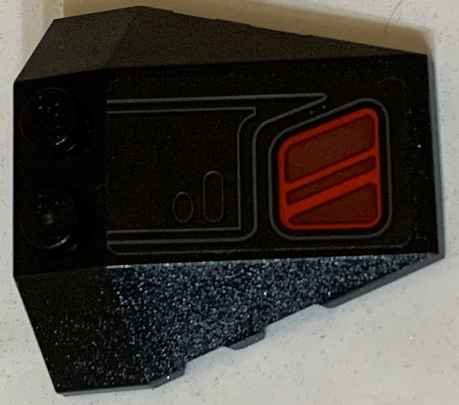 Lego Wedge 4 x 4 Triple with Stud Notches with SW Kylo Ren's Tie Fighter Side Window, Dark Red with Red Stripes Pattern Model Right Side (Sticker) - Set 75179