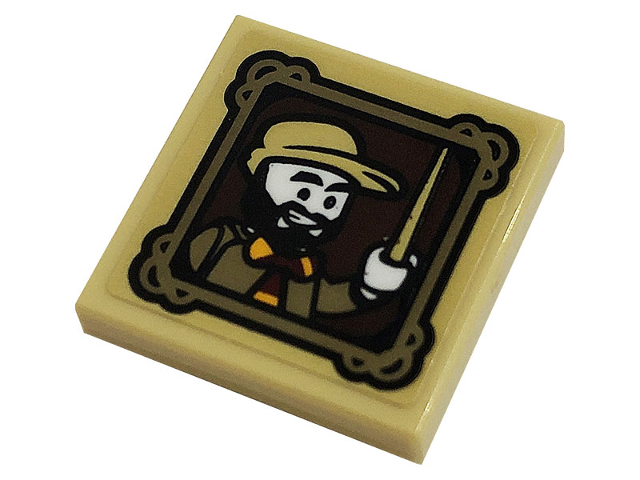 Lego Tile, Modified 2 x 2 Inverted with Minifigure with Magic Wand in Picture Frame Pattern (Sticker) - Set 76382