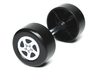 Lego Duplo Wheel Double Assembly with Metal Axle and Spinner Pattern / Black