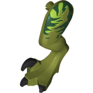 Lego Animal Body Part, Dinosaur, Raptor Leg, Left, with Pin, Black Claws and Dark Green Stripes over Lime Print
