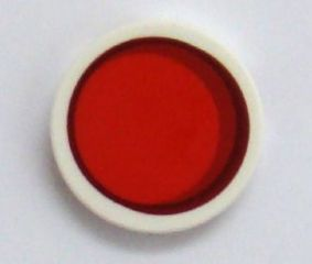 Lego Tile, Round 2 x 2 with Bottom Stud Holder with Red Circle Stylized Red Sun Pattern