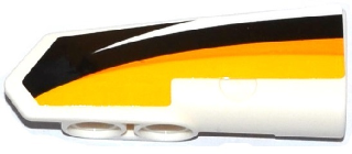Lego Technic, Panel Fairing #21 Very Small Smooth, Side B with Yellow, Orange and White Stripes on Black Background Pattern (Sticker) - Set 42044