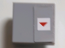 Lego Tile 2 x 2 with Red Arrow Down in White Square on Light Bluish Gray Background Pattern on Right Side (Sticker) - Set 75095 / Light Bluish Gray