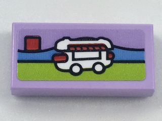 Lego Tile 1 x 2 with Miniature Set 41129 Pattern (Sticker) - Set 40178 / Lavender
