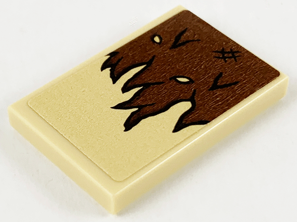 Lego Tile 2 x 3 with Reddish Brown Tattered Cloth Pattern (Sticker) - Set 75967 / Tan
