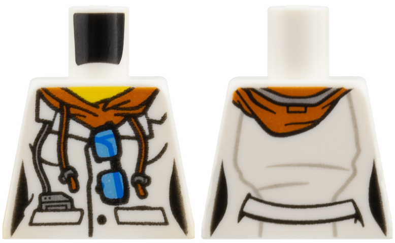 Lego Torso Lab Coat Female with Dark Orange Hoodie and Sunglasses Pattern / White