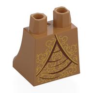 Lego Hips and Legs Under Dress/Robe with Gold Decorations, Dark Red Trim, Creases Print / Medium Nougat
