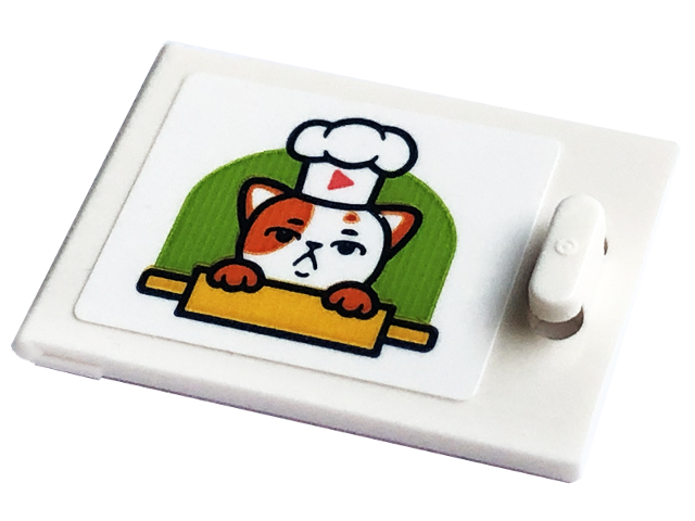 Lego Container, Cupboard 2 x 3 x 2 Door with Cat (Churro) with Chef Hat and Rolling Pin Pattern (Sticker) - Set 41754