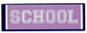 Lego Tile 2 x 6 with White 'SCHOOL' on Medium Lavender Background Pattern (Sticker) - Set 41682