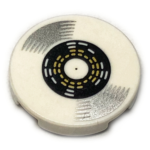 Lego Tile Round 2 x 2 with Silver Vinyl LP Record print / White