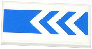 Lego Tile 2 x 4 with 3 White Arrows on Thick Blue Stripe Pattern (Sticker) - Set 4207 / White