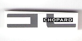 Lego Tile 1 x 4 with 'CHOPARD' and Dark Bluish Gray Markings Pattern Model Right Side (Sticker) - Set 75876 / White