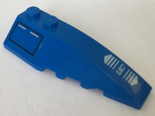 Lego Wedge 6 x 2 Right with Panel and White 'EJECT' Pattern (Stickers) - Set 7709 / Blue