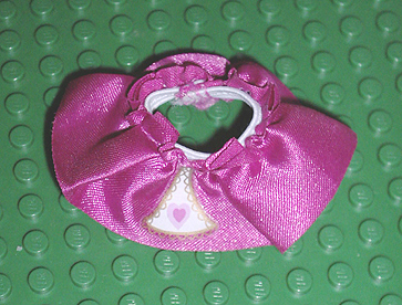 Lego Duplo Skirt with White Lace, Gold Trim, and Pink Heart Print