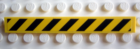 Lego Tile 1 x 8 with Black and Yellow Danger Stripes Pattern 2 (Sticker) - Set 7905 / Yellow