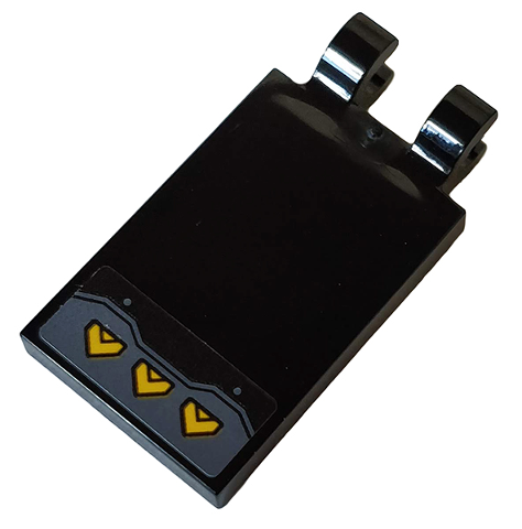 Lego Tile, Modified 2 x 3 with 2 Clips with Metal Plate and Three Yellow Arrows Pattern (Sticker) - Set 76160