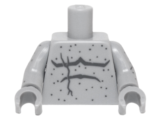 Lego Torso Bare Chest with Crack and Speckled Stone Pattern / Light Bluish Gray Arms with Speckled Stone Pattern / Light Bluish Gray Hands