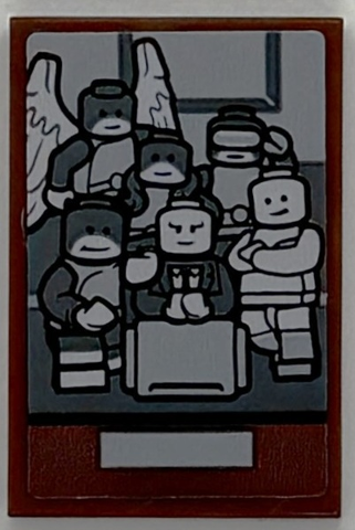 Lego Tile 2 x 3 with Photo of X-Men Minifigures Pattern (Sticker) - Set 76294 / Reddish Brown
