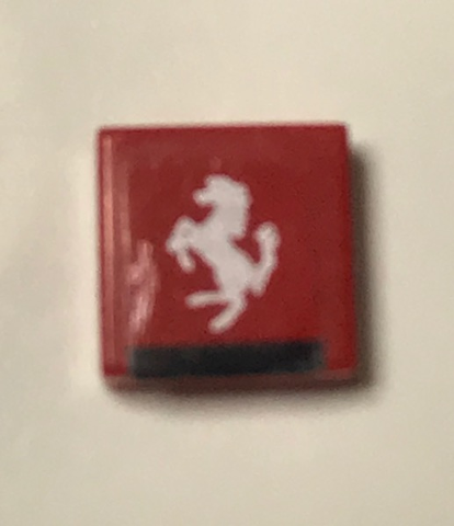 Lego Tile 1 x 1 with Ferrari Logo, Silver Horse and Black Stripe Pattern (Sticker) - Set 75899