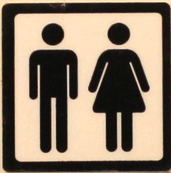 Lego Tile 2 x 2 with Black Man and Woman Silhouettes (Unisex Restroom) Pattern (Sticker) - Set 60216 / White