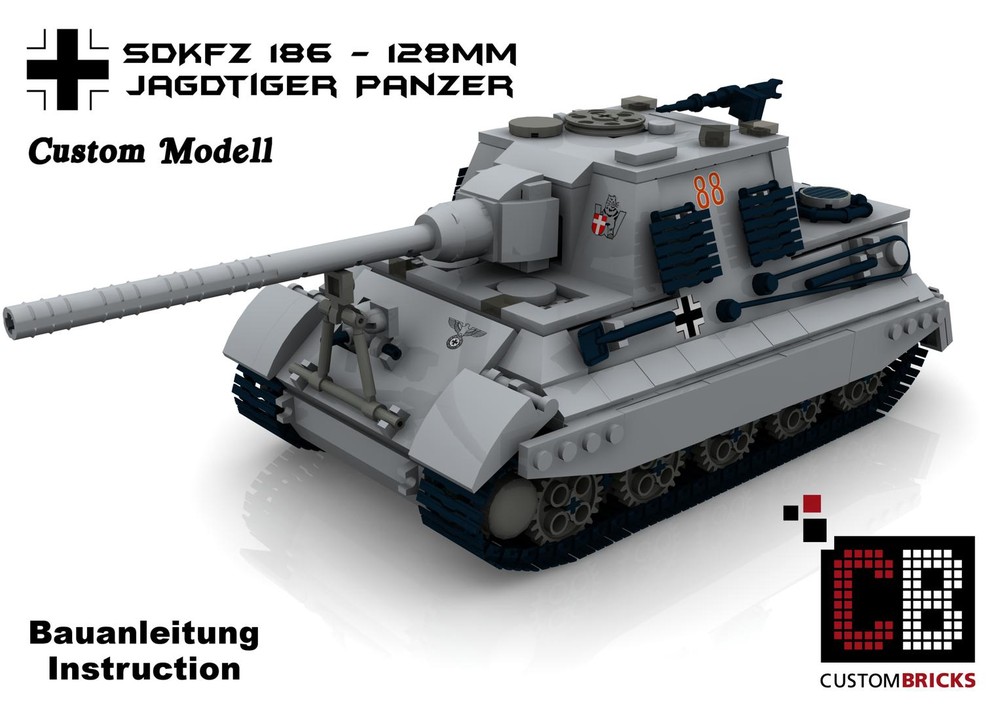 Lego Custom WW2 German Jagdtiger Tank 128mm