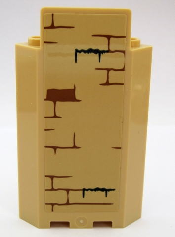 Lego Panel 3 x 3 x 6 Corner Wall without Bottom Indentations with Brown Bricks with Moss Pattern (Sticker) - Set 75954 / Tan