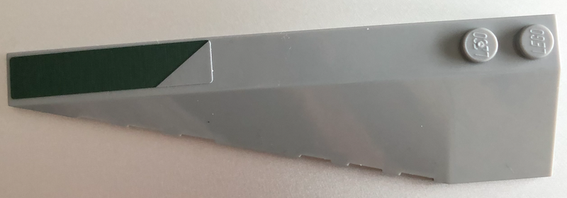 Lego Wedge 10 x 3 Left with Dark Green Stripe Pattern (Sticker) - Set 75150 / Light Bluish Gray