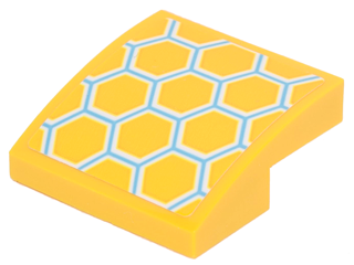 Lego Slope, Curved 2 x 2 x 2/3 with Yellow, Medium Azure and White Honeycomb Pattern (Sticker) - Set 41234 / Bright Light Orange