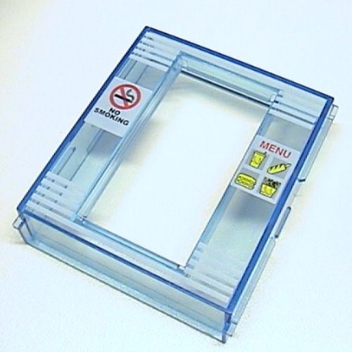 Lego Door Frame 2 x 8 x 8 with Blinds and Menu Print / Trans-Medium Blue