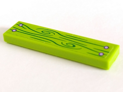 Lego Tile 1 x 4 with Green Wood Grain and 4 Screws Pattern (Sticker) - Set 41335