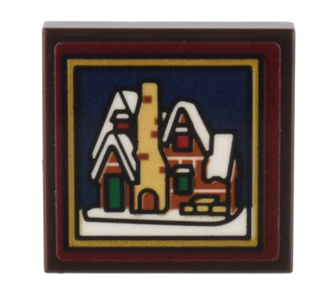 Lego Tile 2 x 2 with Framed Picture of Gingerbread House (Set 10267) Pattern (Sticker) - Set 10308