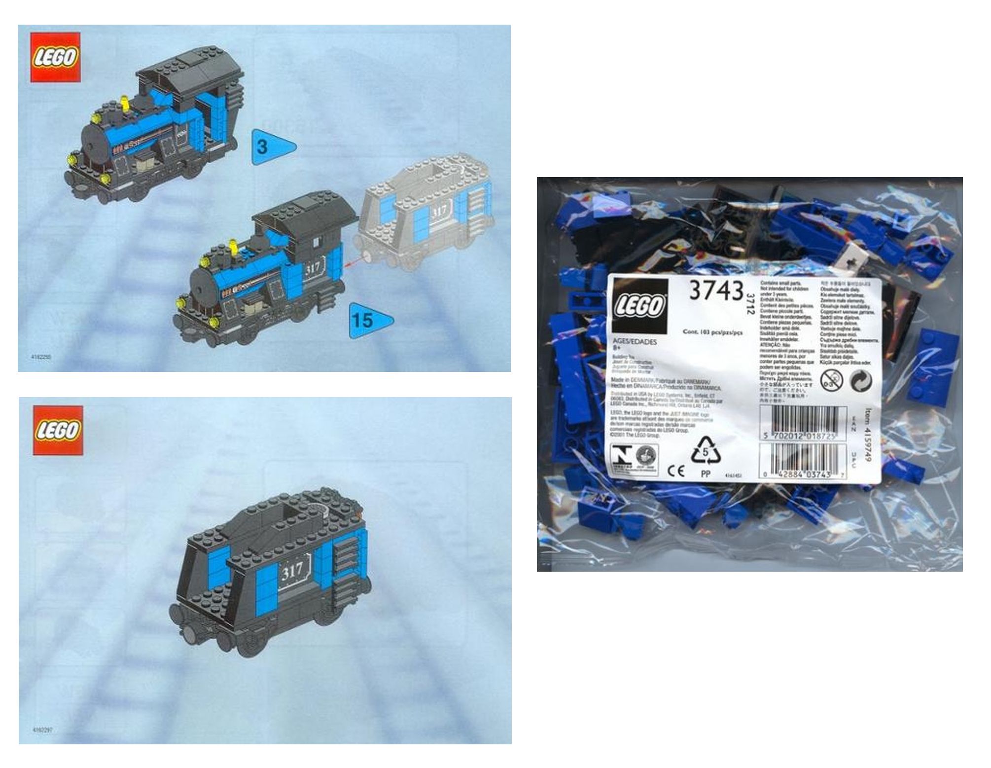 Lego Small Train Engine with Tender Blue