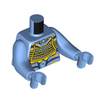 Lego Torso with Long Arms, Na'vi, with Bare Chest, Blue Markings, Yellow Tribal Decorations print, Medium Blue Arms and Hands / Medium Blue