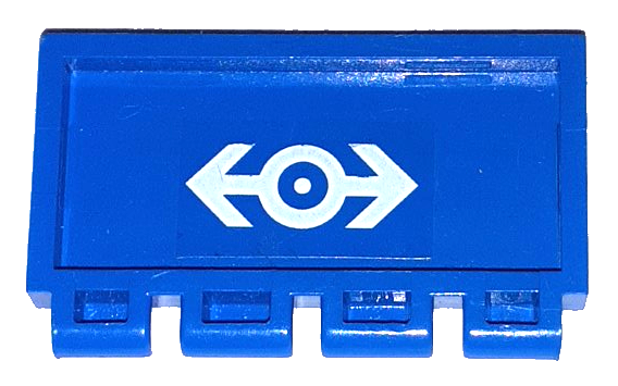 Lego Hinge Train Gate 2 x 4 with Train Logo White Pattern (Sticker) - Sets 4543 / 4549 / 4563 / 4564 / Blue
