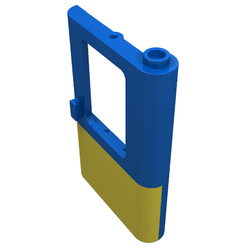 Lego Door 1 x 4 x 5 Train Right with Yellow Bottom Half Print / Blue