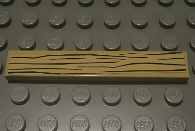 Lego Tile 1 x 6 with Wood Grain Pattern (Sticker) - Sets 60003 / 60009 / Dark Tan