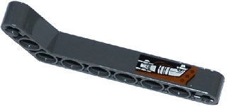 Lego Technic, Liftarm, Modified Bent Thick 1 x 9 (7 - 3) with Silver Hydraulic Cylinder and Reddish Brown Wires Pattern Model Right (Sticker) - Set 70220
