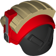 Lego Helmet Ridged, Red Headset, Black Neck Protector / Red
