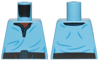 Lego Torso SW V-Collar Shirt and Dark Blue Trim Pattern, Printing on Back (Lando Calrissian) / Medium Blue