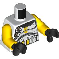 Lego Torso, Clone Commander Armor, Black Pauldron, Yellow Markings, White Items on Utility Belt print, Yellow Arms, Black Hands / White